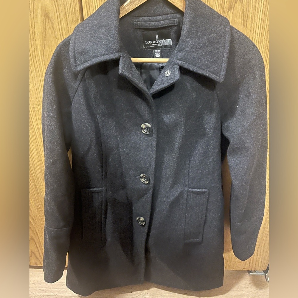 London Fog Women's Gray and Black Pea Coat
